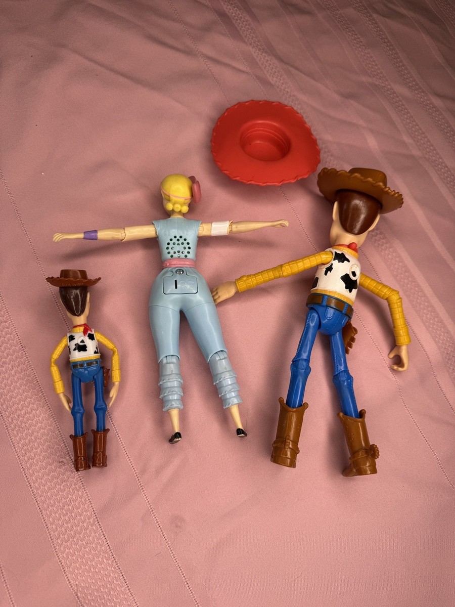Toy Story Bo Peep Action Figure + 2 Woodys- Disney Pixar Cowboy