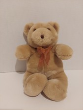 Animal Alley Teddy Bear Plush 15  Golden Cream Sewn Nose Orange Bow Toys R Us