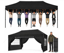 Pop Up Gazebo with Sides 3m x 4.5m Heavy Duty Waterproof Tent - Grey - Used Once