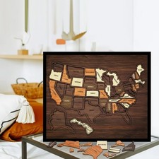 USA Travel Map, Wooden USA Map Puzzle, Perfect Wooden USA Wall Art Travel, D cor