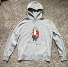 Polo Ralph Lauren Polo Bear Hoodie Gray Winter Bear Pullover Sweatshirt Large