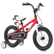 RoyalBaby Freestyle Outdoor Kid's Bicycle with Training Wheels, 16 Inch, Red