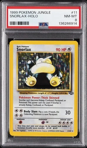 1999 POKEMON JUNGLE #11 SNORLAX-HOLO PSA 8