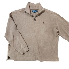 Polo Ralph Lauren Polo Sweater Mens XL 100 Cotton Beige Brown Pony Pullover