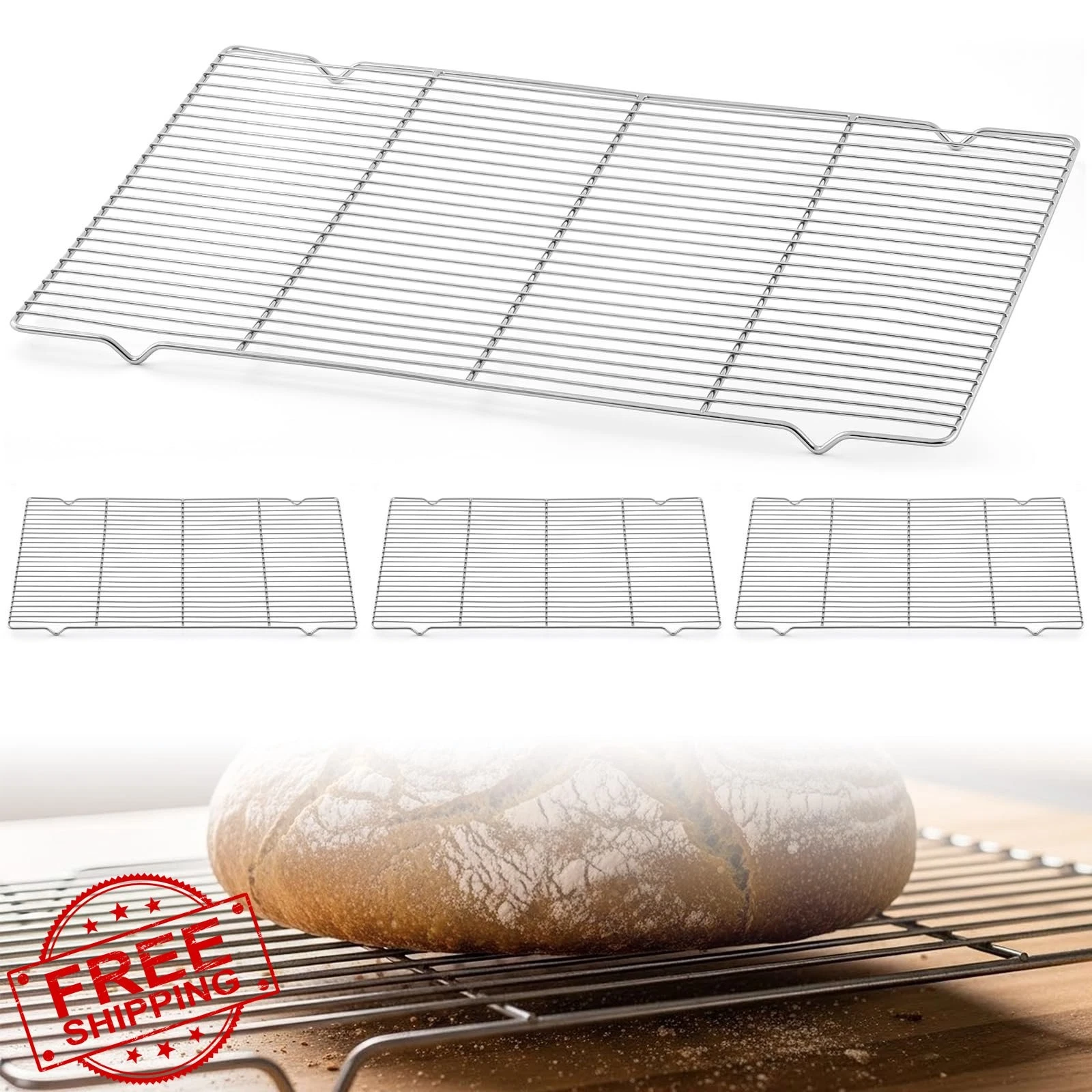 Lounsweer Cooling Racks Set 4, Stainless Steel Full Size Baking