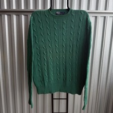 Vintage Polo Ralph Lauren Cotton Forest Green Cable Knit Sweater Men s Large