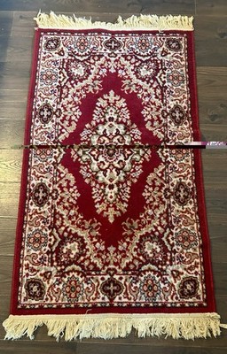 Vintage Turkish Red Traditional Floral Area Rug with Fringe, 58 by 31 in Runner