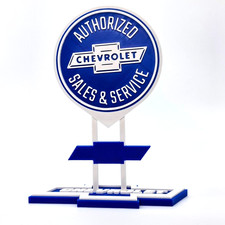 Miniature Chevrolet Sign - 7" In Tall Double-Sided Automotive Desk Shelf Display