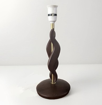 50 s Mid Century Modern Scandinavian Design Table Lamp Twisted S Pattern Teak UK