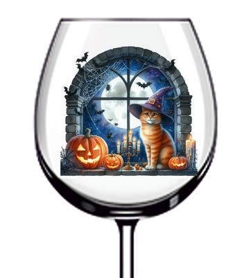12x bunte Halloween Katze Fenster Vinyl Aufkleber Abziehbild Becher Weinglas Flasche