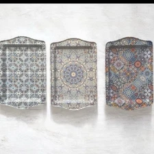 3 Small Metal Trays Turkish Serving Coffee/Tea Tray, Perfect Housewarming Gift