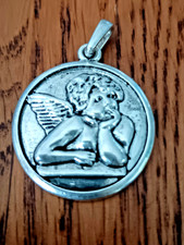Vintagel Italian White metal Raphael Guardian Angel Cherub Charm Pendant