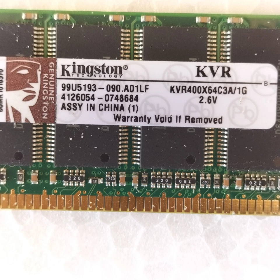 RAM 4GB 4x1GB DDR400 PC3200 CL3 200MHz KIngston KVR400X64C3A 99U5193-090.A01LF - Immagine 4 di 4