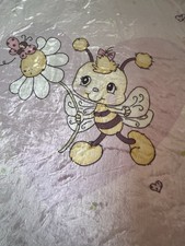 BABY MINK BLANKET VINTAGE ACRYLIC PLUSH PINK BUMBLE BEE EXTREMELY RARE 55  X43  