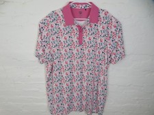 Graham Luxe Polo Shirt Mens XL White Pink Floral Print Performance Golf Stretch