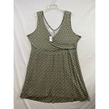 Maurices Dress Womens 2X Olive Green Polka Dot Surplice Empire Waist Sleeveless