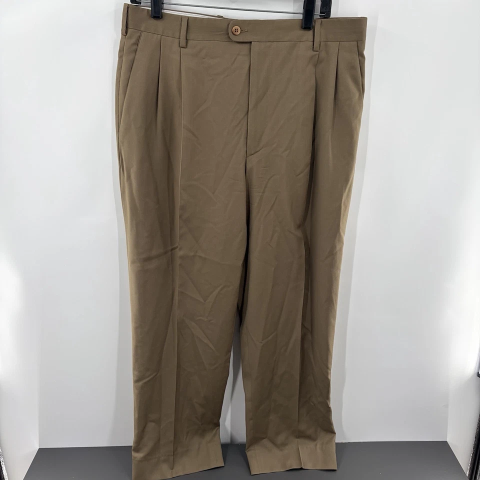 Lote de 4 pares de pantalones de vestir Zanella Italia 36x28 Bennett lana azul marino gris verde beige Foto 3 de 4
