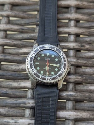 VTG Citizen Diver Quartz Watch 6000-G03502 Women 100m Silver Day Date New Batter