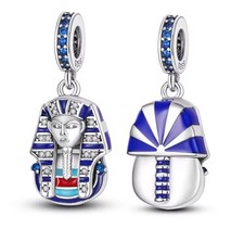 V686 S925 STERLING SILVER ELEGANT EGYPTIAN PHARAOH DANGLE CHARM
