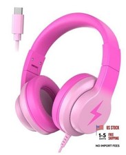 Wired USB C Kids Headphones, 85dB Safe Volume, HD Stereo Gradient Rose Pink