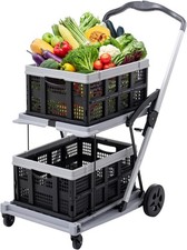 Collapsible Shopping Cart on Wheels Folding Shopping Cart with 360  Swivel Wheel