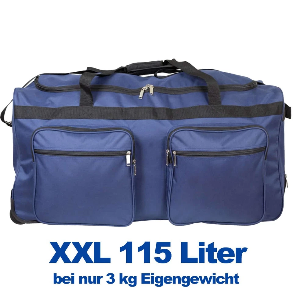 XXL Reisetasche Trolleytasche Blau Teleskopgriff 3 Laufrollen Aufsatztaschen - Bild 2 von 4