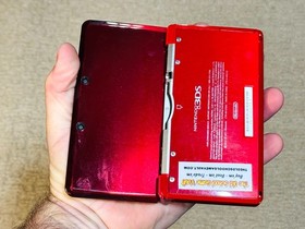 Nintendo 3DS - Flame Red Console - Tested & Works + AC Adapter 4GB Card