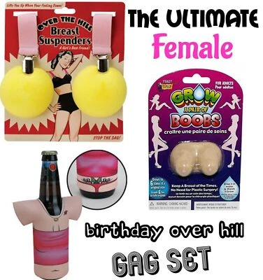 SAVE A BUCK ENTERPRISES, LLC ULTIMATE FEMALE GAG SET - Breast Suspenders + 1 Grow Boobies + 1 Trash Sleeve