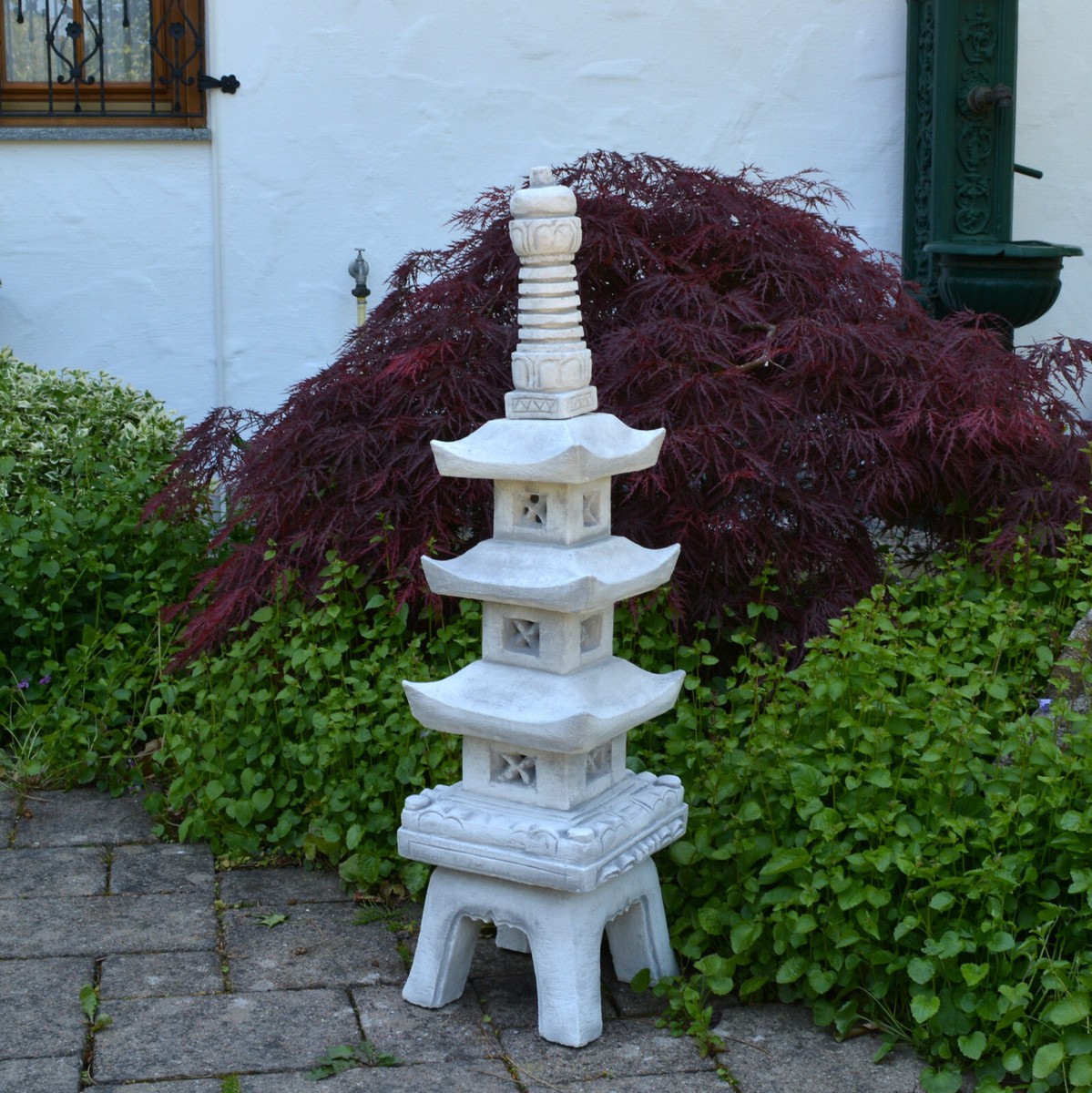 Lanterna Giapponese Rankei In Granito Fatta A Mano, Sconto -50% Vendita - Foto 3