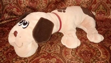TONKA POUND PUPPIES 18" Tan Brown Spots Plush Stuffed Puppy 1985 w/ collar O