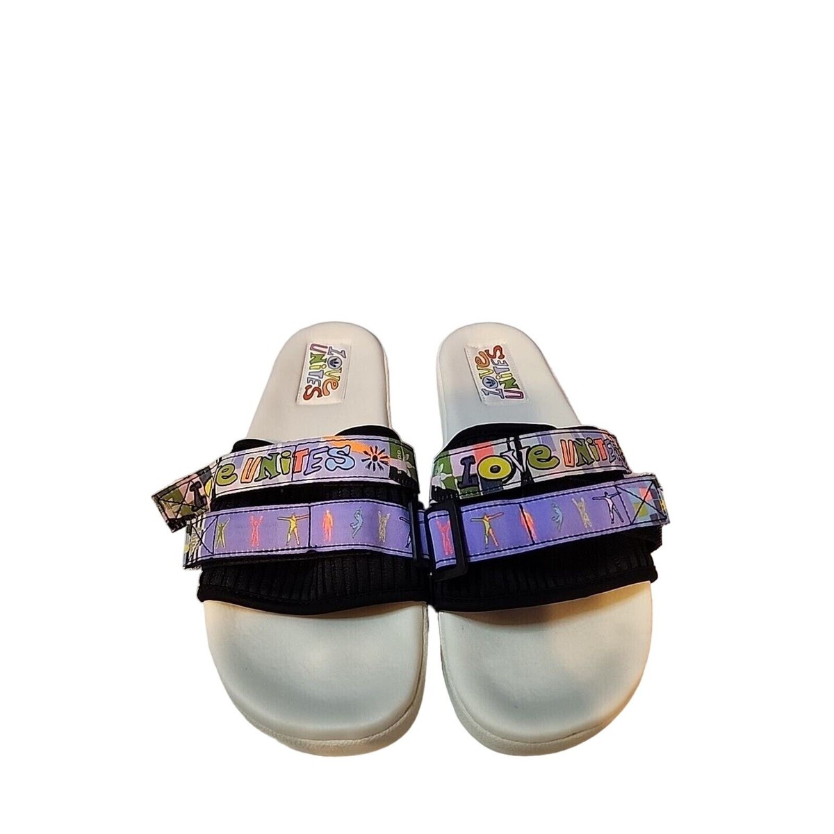 BNWT ADIDAS ORIGINALS ADILETTE 2.0 \'PRIDE PACK - LOVE UNITES\' US 5 UK 5 EUR 38 Adidas Adilette Sandal 2.0 Pride Slides Off White GW2411  main image 4