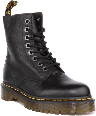DR. MARTENS DR MARTENS Pascal Dicke Sohle Weiches Leder Plateau Damenstiefel Schwarz UK 3 -