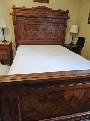 Hand carved Antique Eastlake Bedroom set Full Bed and Dresser