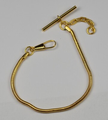 Schlangenkette VERGOLDET Einzelkette Albert Kette Taschenuhr Anhänger Taschenuhr T Bar