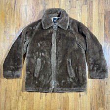 Vintage Zero King All Faux Fur Jacket Coat Size 40 "teddy Bear" Talon Zipper M/l