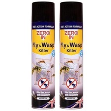 2X Zero-In Wasp Bee Fly and Wasp Killer-Indoor Insect Carpet Aerosol Spray 300ml