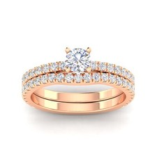 1.00 Carat TW Diamond Solitaire Bridal Set Engagement Rings in 10k Rose Gold