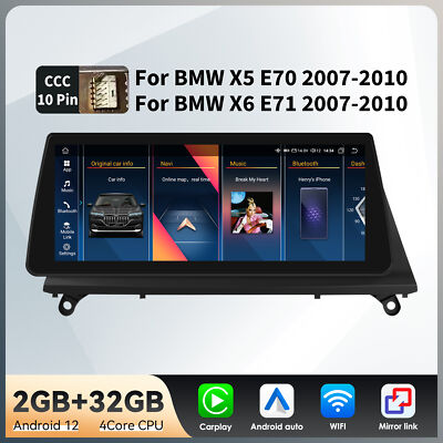 10.25'' Android Car GPS Stereo Radio Wifi Carplay NAVI For BMW X5 X6 E70 E71 CCC