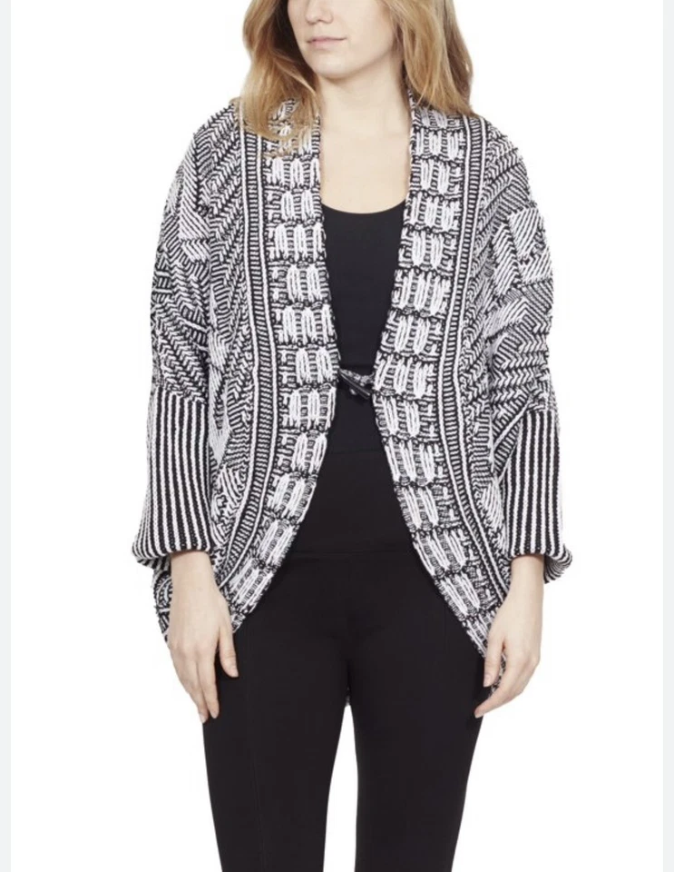 Кардиган вязаный Larry Levine Chunky Cable черный размер L - Изображение 2 из 4