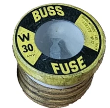 Bussmann W30, W-30 Fast Acting Edison Base Fuse 30 Amp Type W, 125Vac