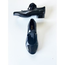 BLOCH Girls Sz 1W Dance Tap Techno Tap Black Patent Faux Leather Tap Shoes MINT