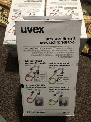 50 Paar Uvex Xact Fit verstellbare Hals schnurgebundene Ohrstöpsel SNR 26 dB neu wiederverwendbar