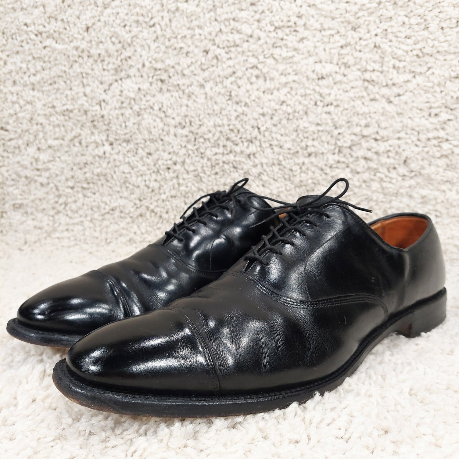 Mens Allen Edmonds Park Avenue Cap Toe Oxford Black Leather Dress Shoes Sz 14 AA