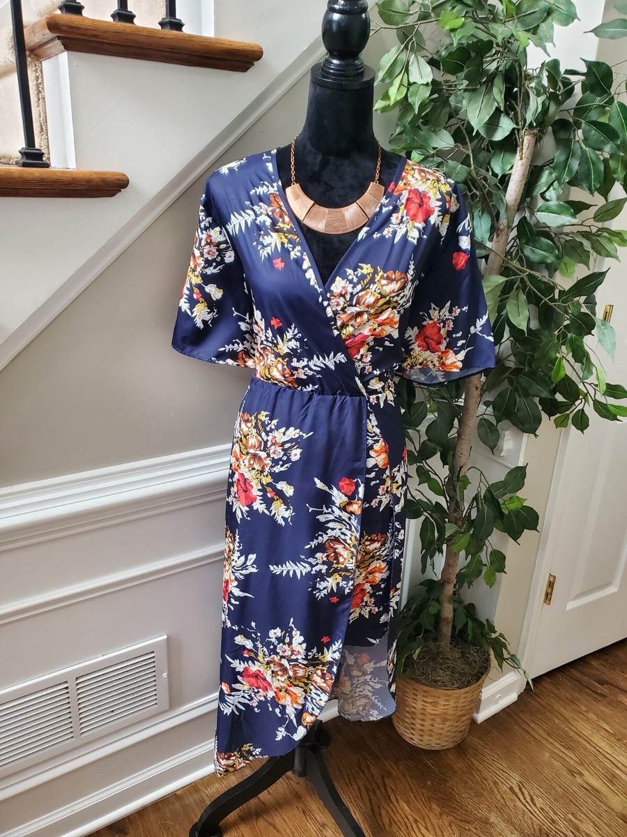Blue Shein Knee Length Dresses SHEIN Women Blue Floral Polyester V-Neck Short Sleeve Knee Length Dress Size 2XL Blue Shein Knee Length Dresses SHEIN Women Blue Floral Polyester V-Neck Short Sleeve Knee Length Dress Size 2XL