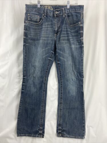 TK Axel Wolcott 32x32 Bootcut Men's Blue Denim Jeans Distressed