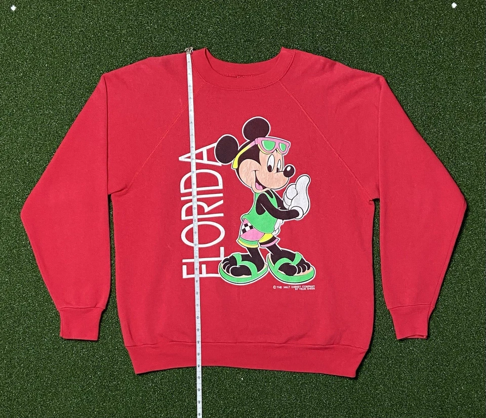 VTG 80s/90s Disney Velva Sheen Sweatshirt Red - Large - Mickey Florida Vintage - Image 2 of 4