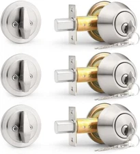 Keyed Alike (Combo Packs) Single Cylinder Deadbolts 3 Pack Brushed Nickel