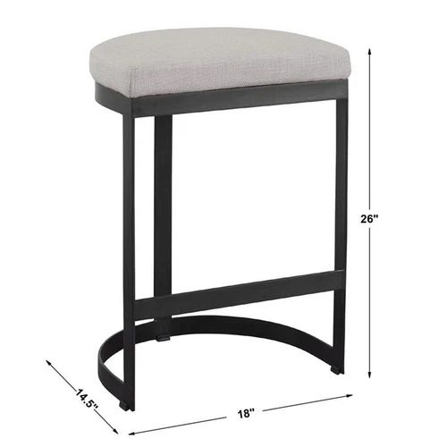 Uttermost Ivanna 26" Metal and Fabric Counter Stool in Matte Black - Picture 7 of 7