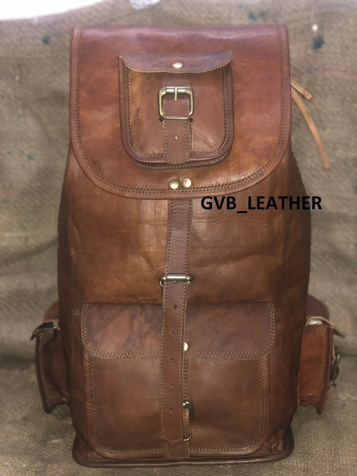 Genuine Leather Holiday Camp Backpack Rucksack Travel Bag For Men's and Women's