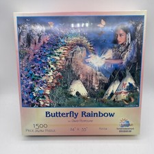 New SunsOut 1500 Piece Puzzle 24" x 33" Butterfly Rainbow 62054 Native American